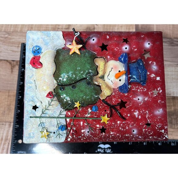 Decorative Holiday Metal Candle Holder With Snowman Design - Picture 6 of 7